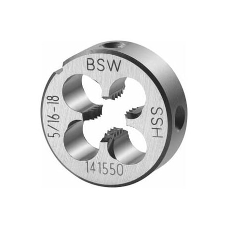 Garant 5/16in-18 HSS Round Die, for Whitworth Threads to BSW Standards, Closed/Pre-Slit Form 141550 W5/16